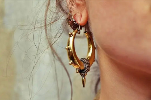 Brass Boho Earrings - Crescent Shaped Hoops