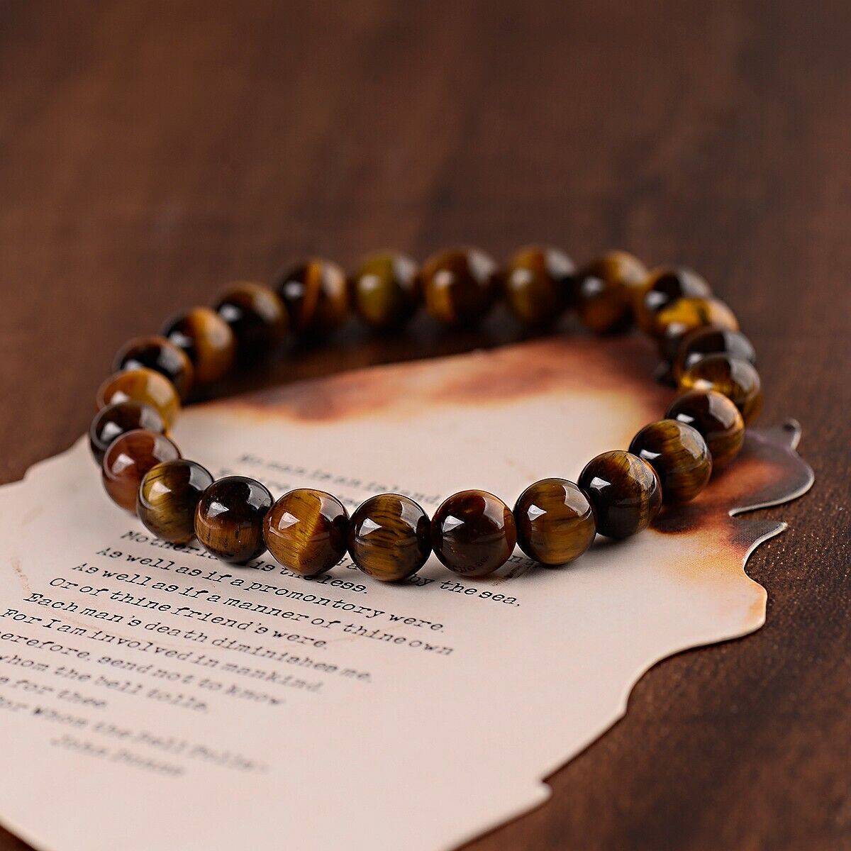 Handmade Tiger's Eye Mala Stretch Bracelet for Men/Women - Sacral Chakra