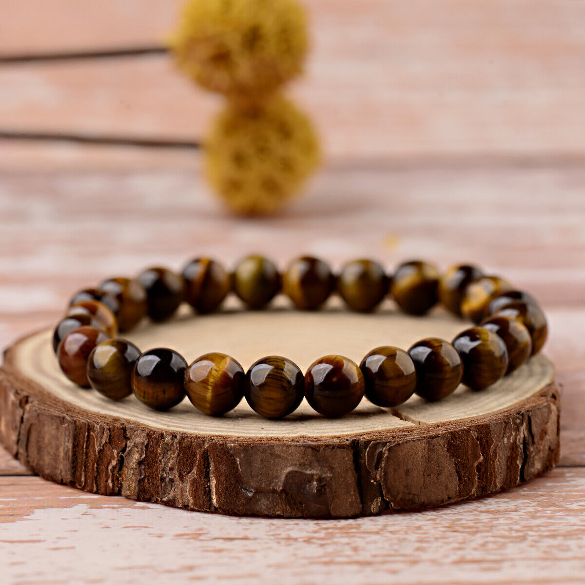 Handmade Tiger's Eye Mala Stretch Bracelet for Men/Women - Sacral Chakra